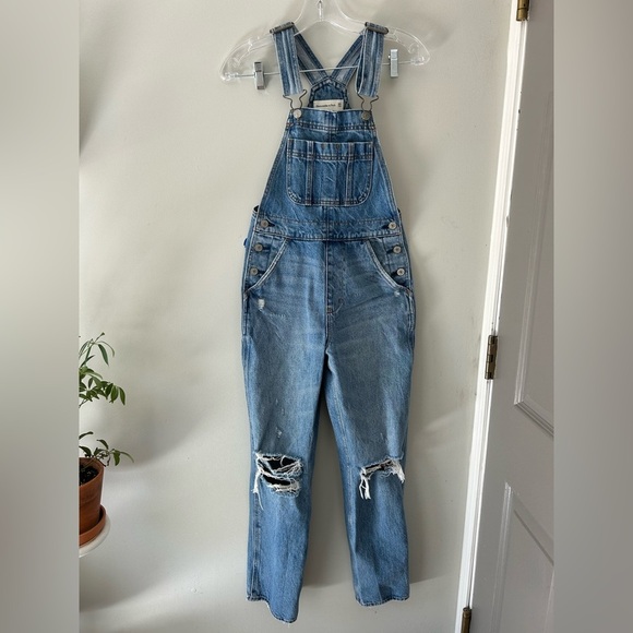 Abercrombie & Fitch Distressed Denim Overalls XXS - Picture 1 of 10